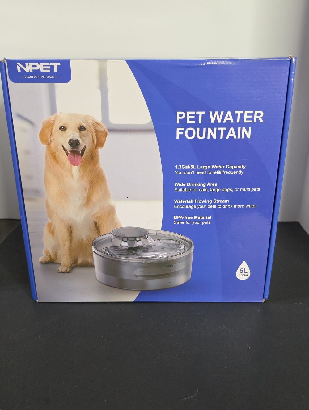 NPET Pet Water Fountain - Silver/Gray